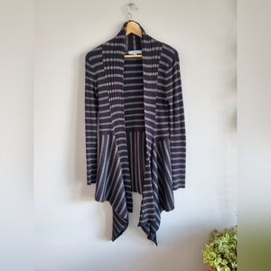 jessica black and grey ribbed cardigan. womens small (6-8) EUC